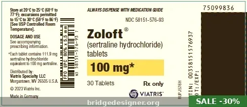 Buy Zoloft 100mg Tablets — Sertraline Depression / Anxiety Online From $0.40